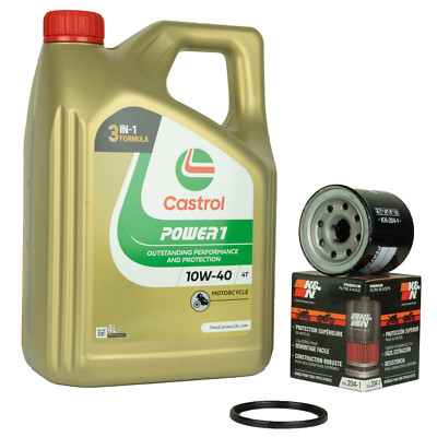 Ölwechsel Castrol Power1 10W40 + Ölfilter KN204 für Honda Kawasaki Yamaha MT-07