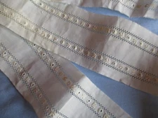 in-two white linen embroidered antique 19th century 2.2 m x 5 cm