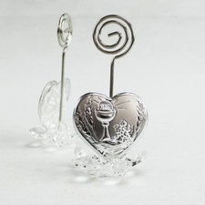 26542 Bomboniere 6pezzi Portafoto Memo Clip fiore in cristallo con Cuore e Calic