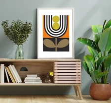 Flower Mid century modern wall art flower print, retro  print orla Style