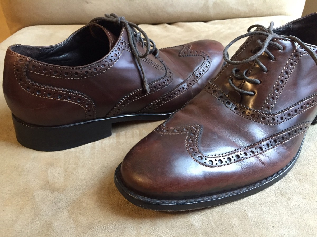 Vtg COLE HAAN Preston Brown Leather Classic Wingtip Oxford Dress Casual Shoes 8M Cole Haan Preston Wingtip British Tan Men main image 3