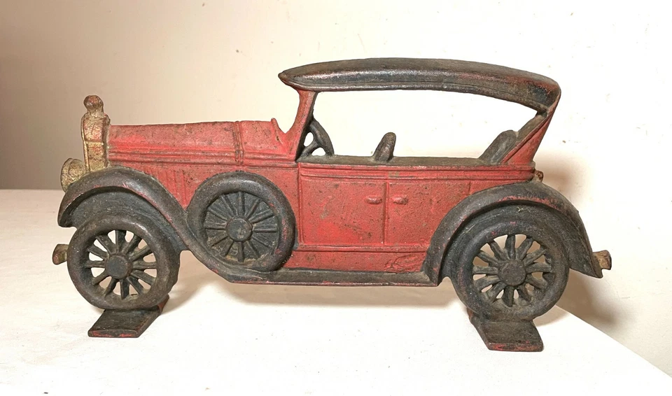 редкий старинный цельный вручную расписанный чугунный фигурный старый дверной стопор автомобиля Ford  - Изображение 3 из 4