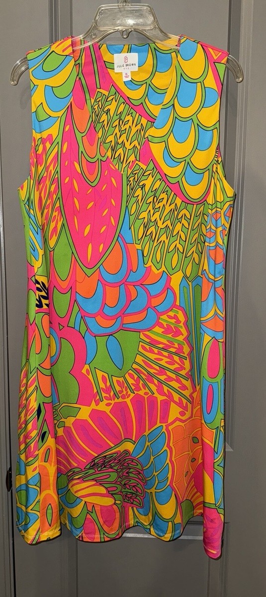 julie brown livie dress Shift Sleeveless Dress, Bright Vivid Multicolor, XL Ladies dresses