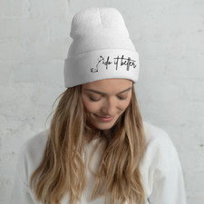 Scorpio Star Sign - Cuffed Beanie - Cozy Knit Hat  Zodiac Design  White