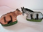 Vintage Chalkware or Papermache COW & DONKEY Nativity Creche Figures Grey Brown — photo 2