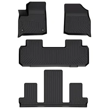 3 Rows Floor Mats for 2018-2024 Chevy Traverse 7Seat All Weather Rubber Liners