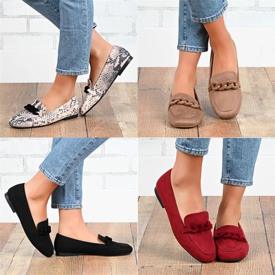 Womens Slip On Ballet Flats Classic Casual Comfort Perforated Loafers Peas Shoes