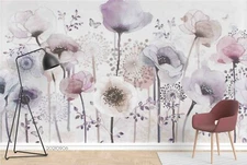3D Color Floral Wallpaper Wall Mural Removable Self-adhesive Sticker4858