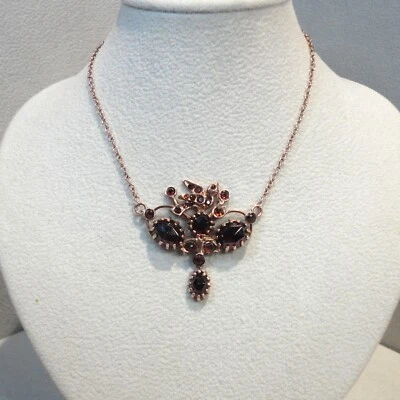 Granat Granatschmuck Collier Jugendstil Halskette Vintage Silber 925/- vergoldet - Bild 1 von 4