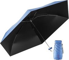 Travel Mini Compact Umbrella With Purse  Small Sun UV Navy Blue