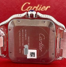 Cartier Santos Large Men's 40mm Roman Gold Dial Steel Watch Iced 10ct Diamonds 6