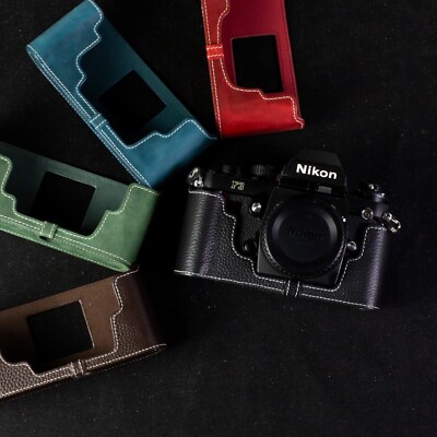 For Nikon FM2 FE2 FM2N Real Leather Half Camera Case Bag Cover Shoulder Strap