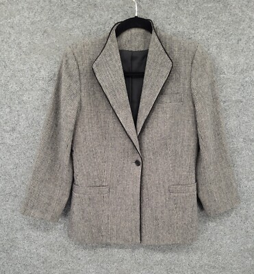 Daniel for Spellbound I.Magnin Blazer Womens 6 Lined Single Breasted Black Check