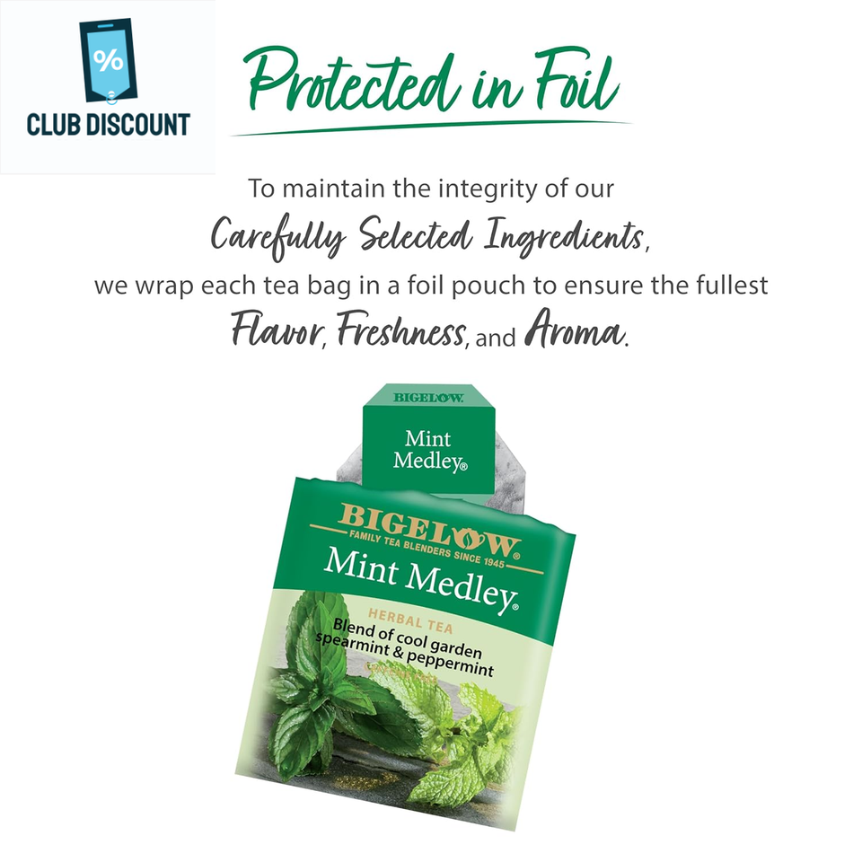 Bigelow Tea Mint Medley Herbal Tea, Caffeine Free Mint Tea with
