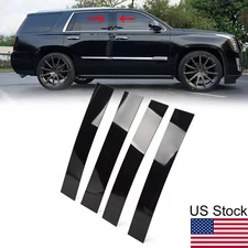 For 07-14 Cadillac Escalade 4Pcs Glossy Black Pillar Post Window Door Trim Cover