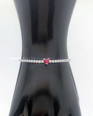 New 100% Authentic PANDORA 925 Red Sparkling Heart Tennis Bracelet