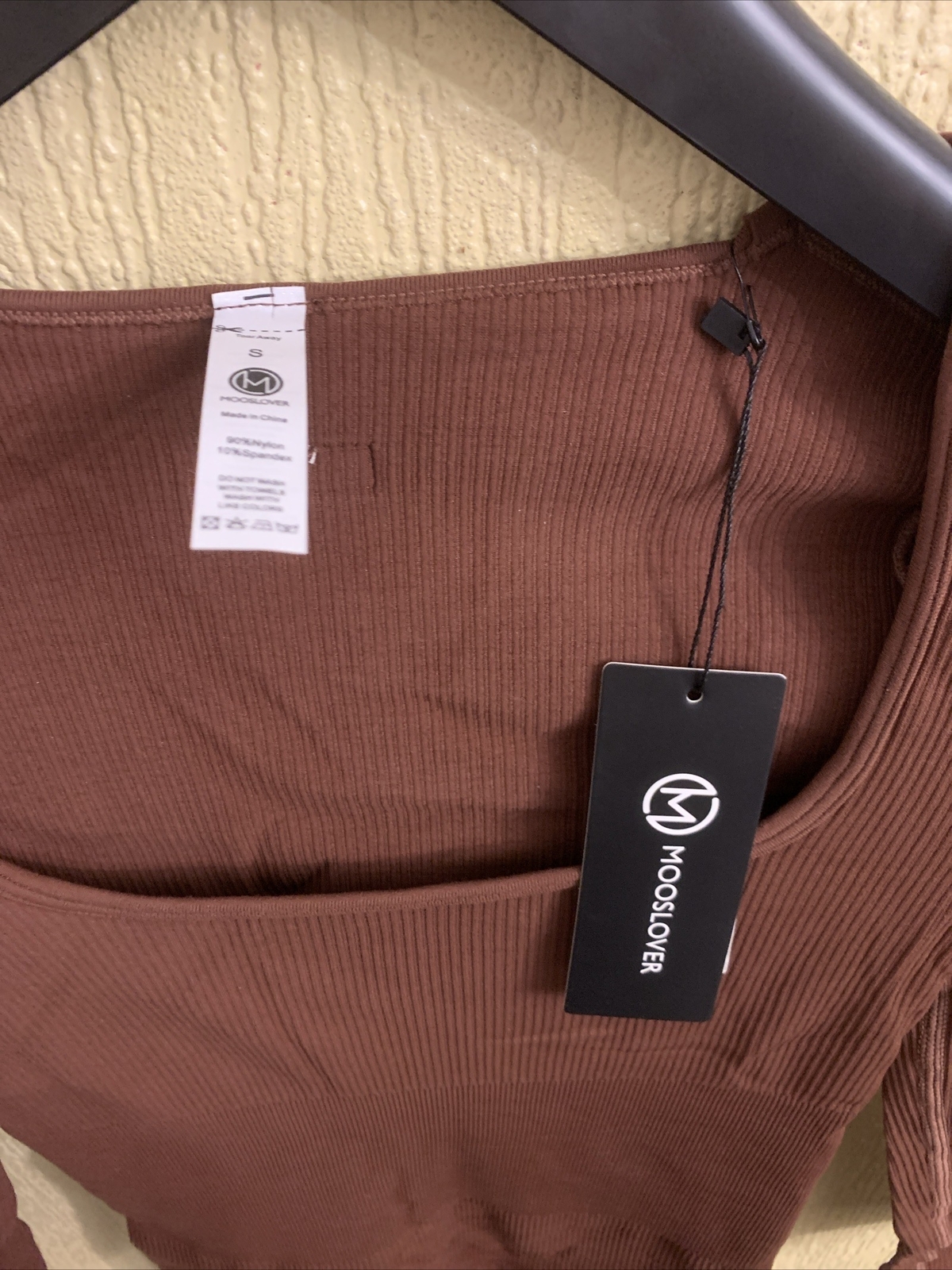 Mooslover Jumpsuit Brown Ribbed Seamless Small=UK Size 68 Long Sleeve