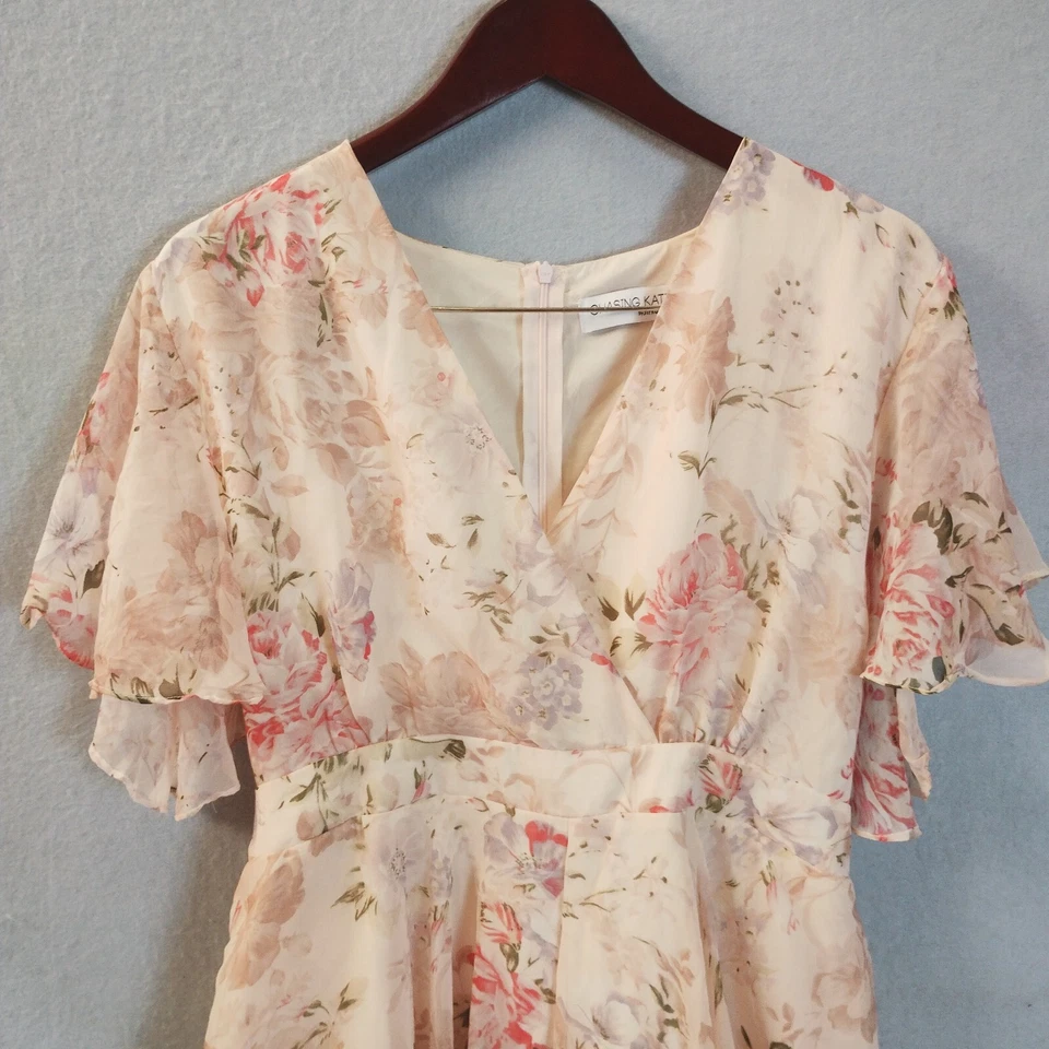 Chasing Kate by St Frock Womens Size 14 Cream Antique Rose Floral Romper Dress - image 2 of 4