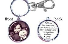 Personalized Wedding Photo Keychain Double-Sided 2 sides Gifts Mother Bride