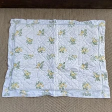 Simply Shabby Chic Quilted Standard Pillow Sham Yellow Roses Cottage Farmhouse