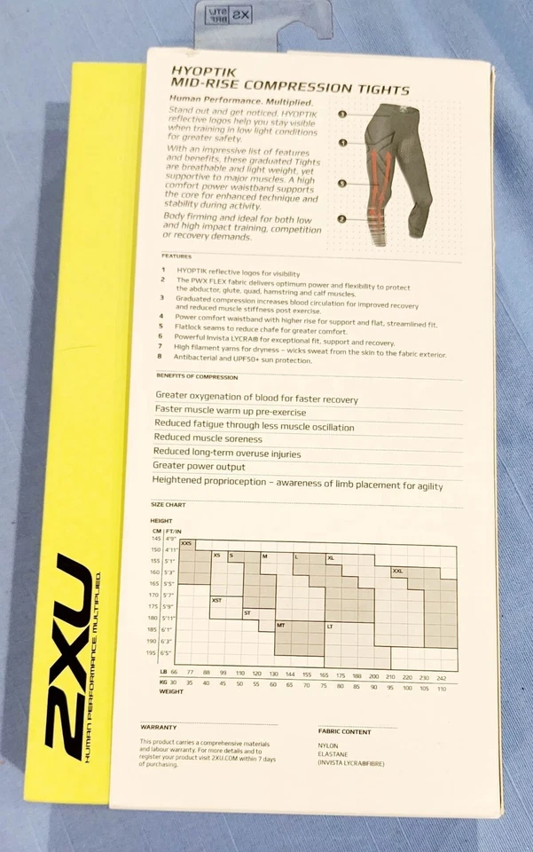 HYOPTIK Womens 2XU Mid Rise REFLECTIVE Compression Tights XS WA2864B NEW $109.95 - Image 2 of 3