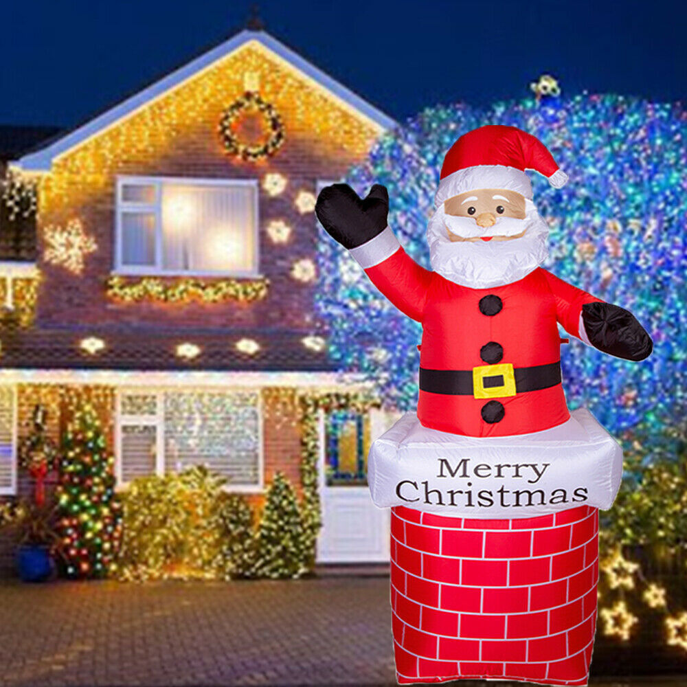 Weihnachtsmann Aufblasbar Nikolaus Santa Claus Weihnacht Deko LED Beleuchtet