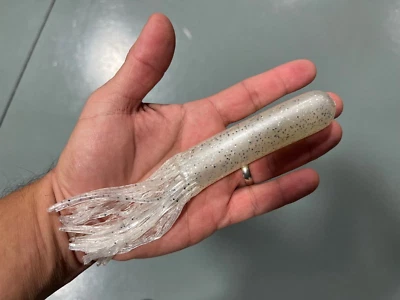 DYNAMIC LURES Seven Inch Tube Baits, 7" Fishing Tube Jig Baits, Squid Tube Bait (White/Silver)