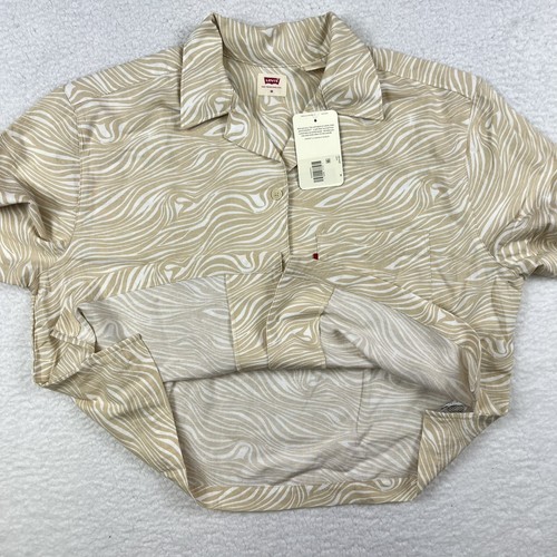 Levi's Shirt Women's Medium Short Sleeve Boxy Zebra Print Linen Lightweight - Picture 5 of 12