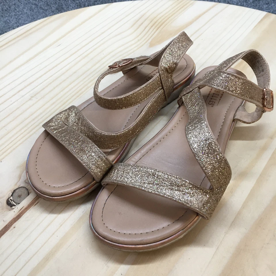 Sandalias Seychelles Juveniles 4 Mujeres 5.5 Tiras Planas Brillo Dorado Imitación Cuero Foto 3 de 4