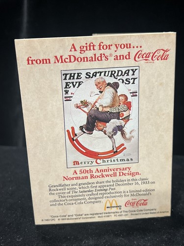 Norman Rockwell Christmas Ornament Gold Tone 1983 Vintage Coca Cola & McDonalds - Picture 2 of 3