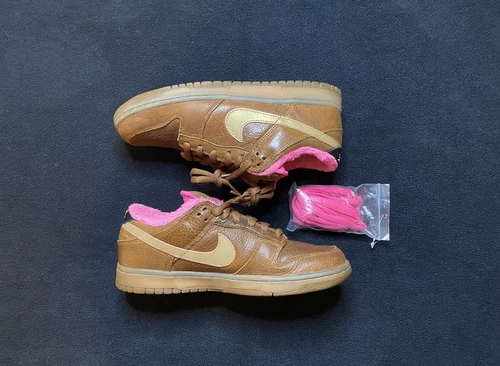 Nike SB Dunk Low Premium Gibson Guitar Case Tan Leather Pink 2007 Size 8