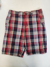 Arizona Jeans Co Boy 14 Regular Red Plaid Adjustable Waist Pockets Beltloops