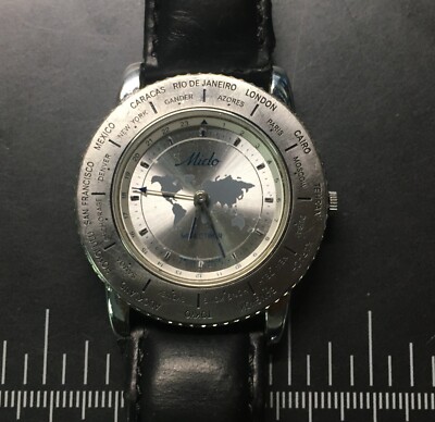 Mido World Timer 5200 Quartz Men's Watch With Leather Band