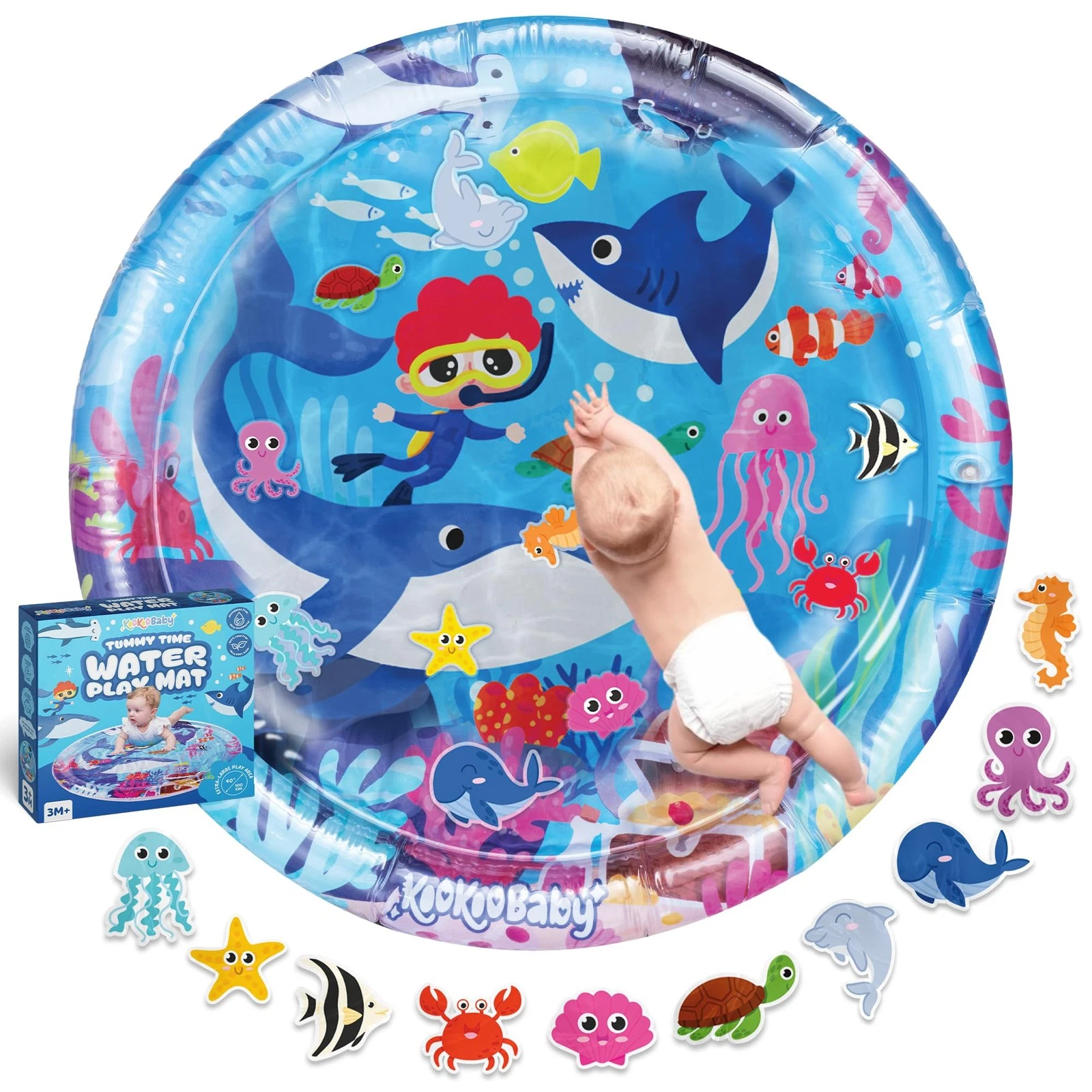 Tummy Time Water Mat for Babies - Xtra Large Sensory Baby Water Mat for Tummy...