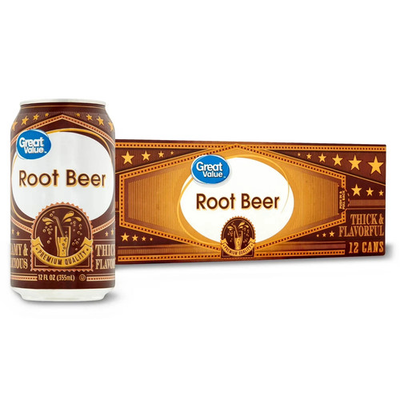 #ad Great Value Root Beer Soda Pop 12 fl oz 12 Pack Cans $6.64