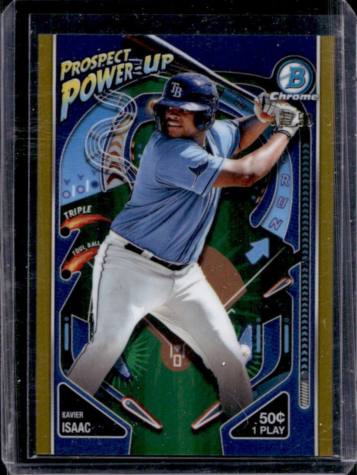 2024 Bowman Xavier Isaac Prospect Power Up Gold Refractor #/50 Rays