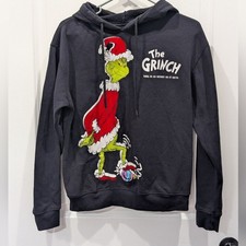 Dr. Seuss The Grinch "Merry Whatever" Hoodie XS Black Christmas Sweatshirt