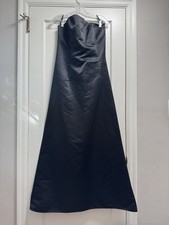 Jessica McClintock Gunne Sax Strapless Black Satin Formal Evening Gown USA 13/14