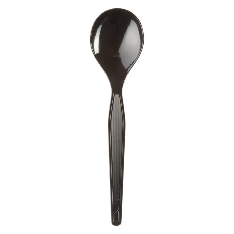 Heavyweight Disposable Plastic Soup Spoon 1000 Count Soup Chili Ice Cream Black - Image 2 of 4