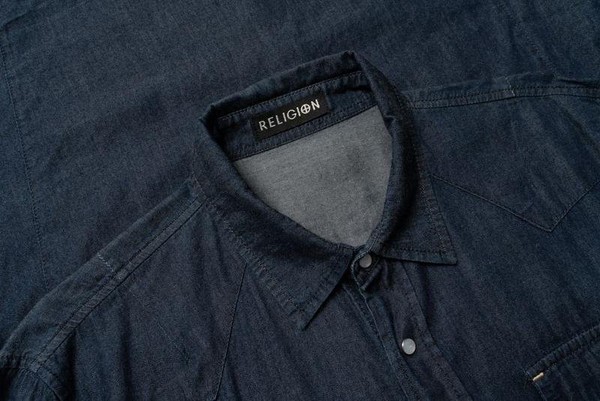 Men Religion Shirt Navy Cotton 38 / M / 46
