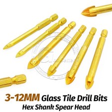 Glass Tile Drill Bits 3-12mm Hex Shank Spear Head For Ceramics Mirrors Marble