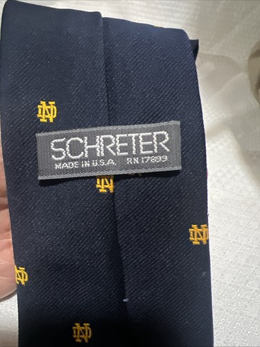 Notre Dame Logo Tie Bookstore On Campus Neck Tie 56” USA Navy Blue ND - Picture 2 of 3