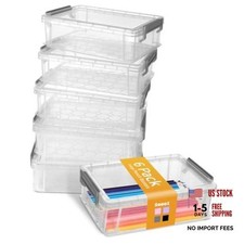 6 Pack Extra Pencil Box, Plastic Pencil Case Crayon Box Large Grey