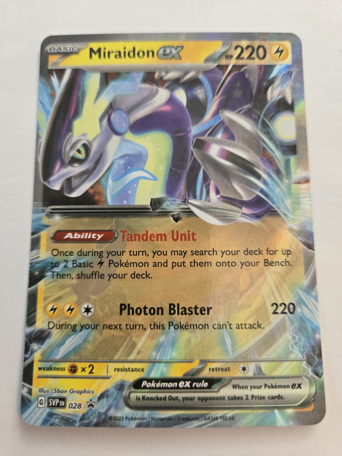 Miraidon EX SVP028 Black Star Promo Scarlet & Violet Ultra Holo Pokemon Card #28