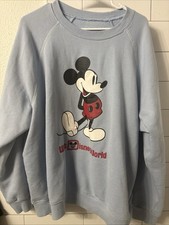 Disney Mickey Mouse Walt Disney World Blue Graphic Crewneck Sweatshirt Men's 2XL