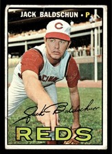 1967 Topps #114 Jack Baldschun - Cincinnati Reds (Low Grade)