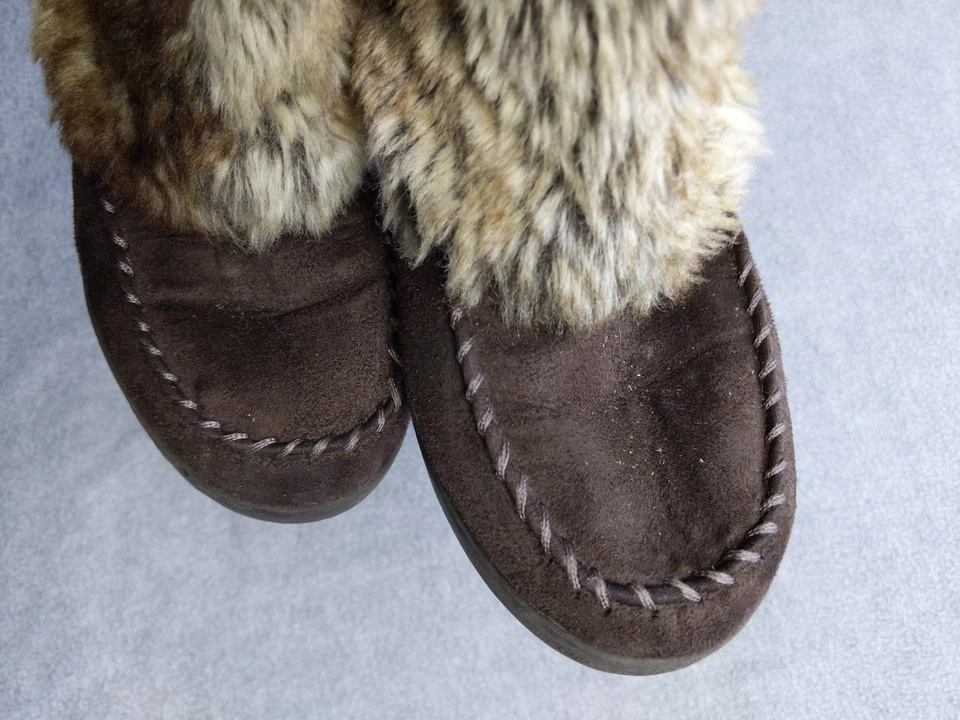 American Eagle Botas Mujer Talla 7 Marrón Imitación Piel Mocasín Invierno Gamuza Zapatillas Foto 3 de 4