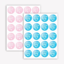 StickerJet Gender Reveal Stickers 2"x2" – 40 Pcs Team Boy & Team Girl