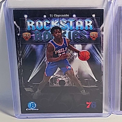 Bowman Chrome Rockstar Rookies NBA RC Card Lot (2) VJ Edgecombe RR-3 Demin - Image 1 of 4