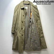 vintage aquascutum Men's Check pattern design soutien collar coat